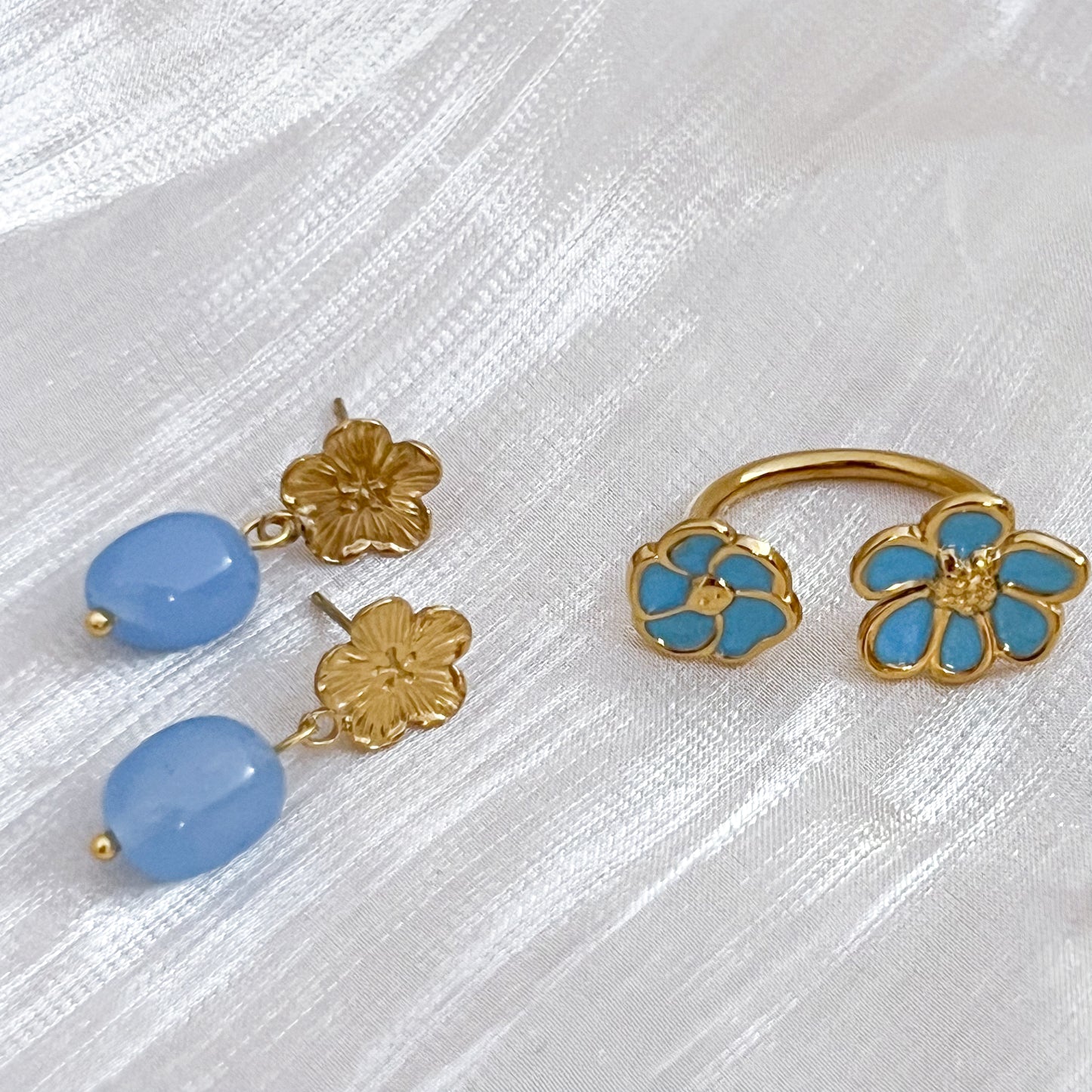 Look Positano Blossom Flor（Pendiente & anillo 2 colores）