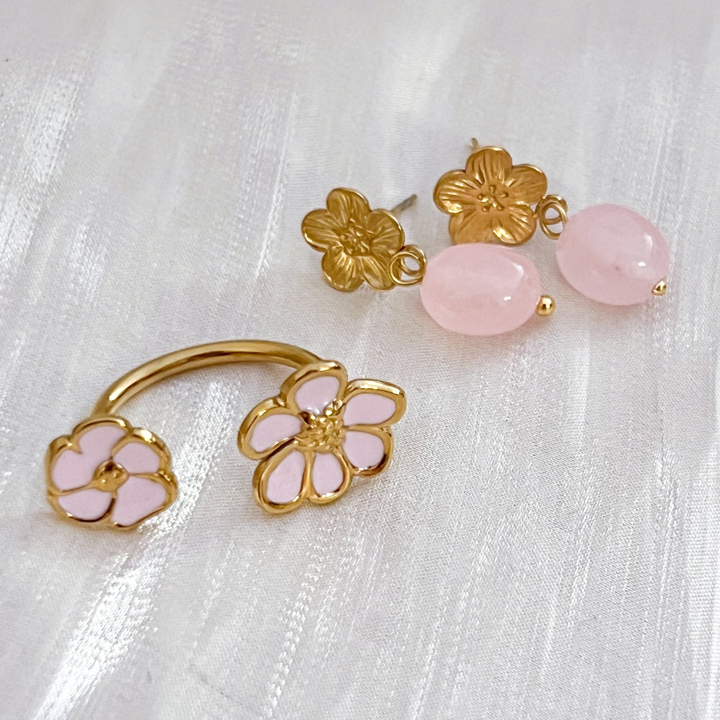 Look Positano Blossom Flor（Pendiente & anillo 2 colores）