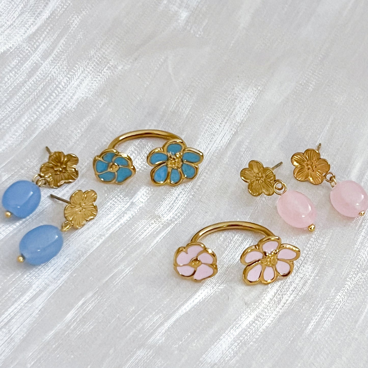 Look Positano Blossom Flor（Pendiente & anillo 2 colores）