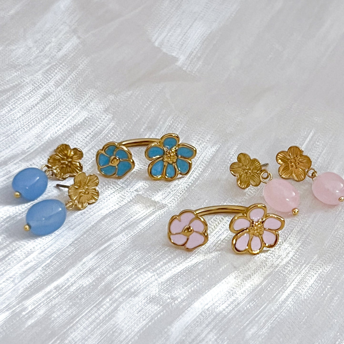 Look Positano Blossom Flor（Pendiente & anillo 2 colores）
