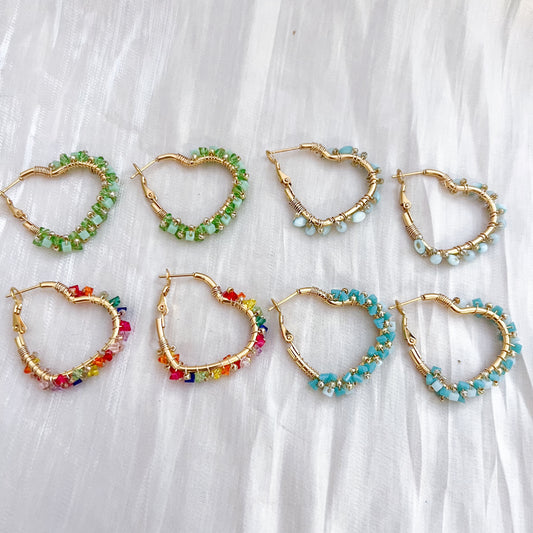 Pendientes Ibiza Heart（4colores aros corazones）