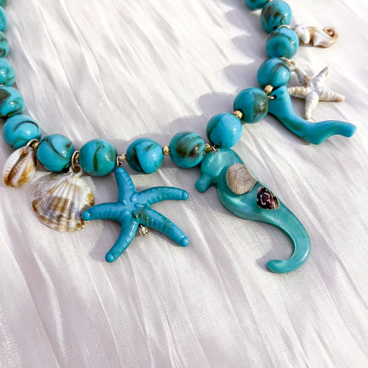 Look Sirena Mare （caballito de mar 2 colores collar & pendiente）