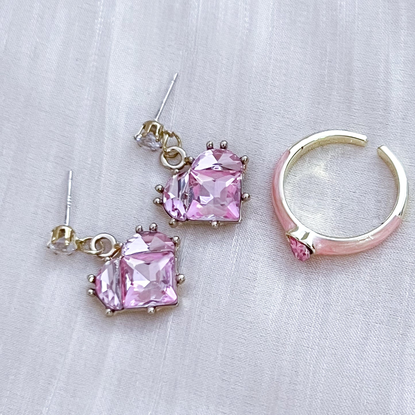 Look Rosé Corazones（Anillo&Pendiente）