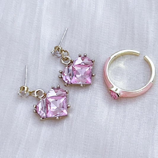 Look Rosé Corazones（Anillo&Pendiente）