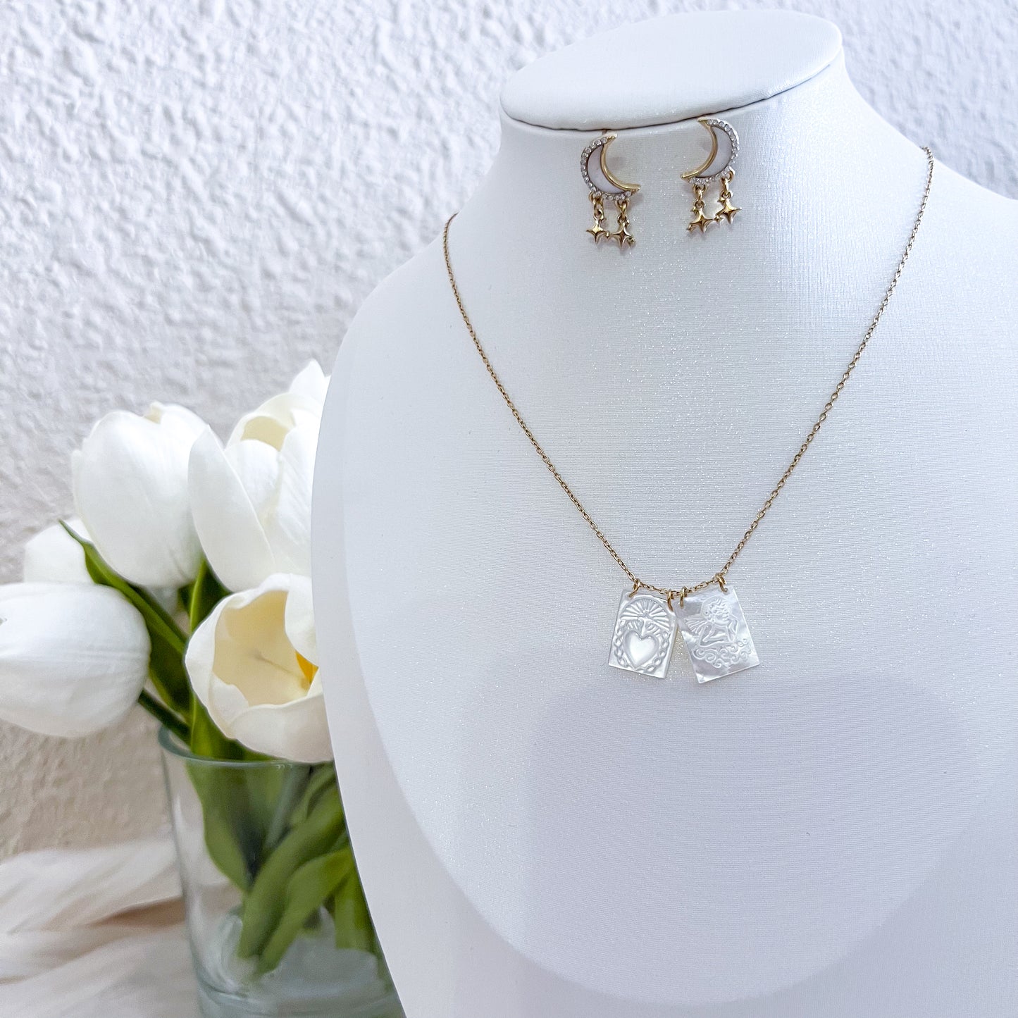 Look Moon Angel （collar& pendiente luna）