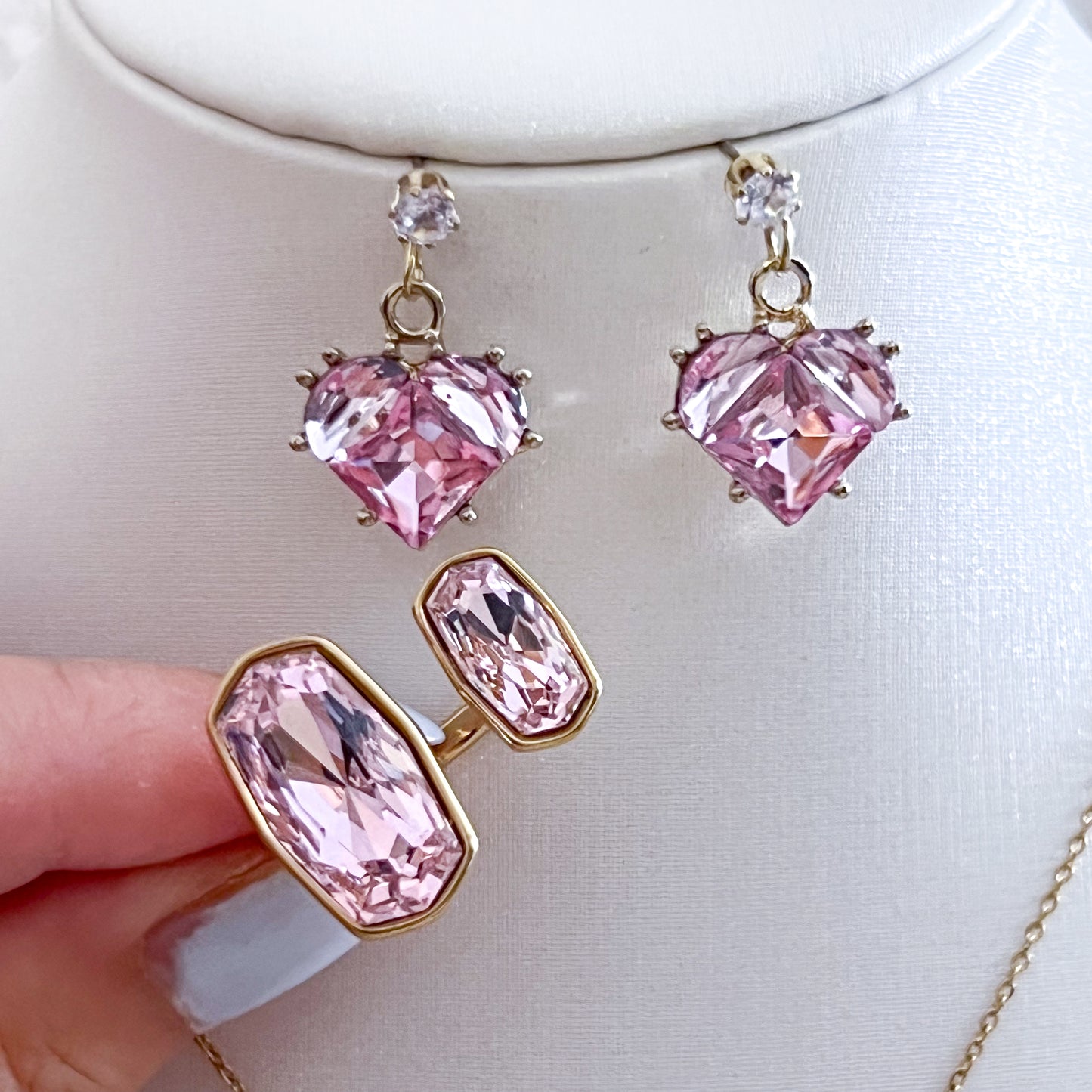 Look Rosé Corazones（Anillo&Pendiente）