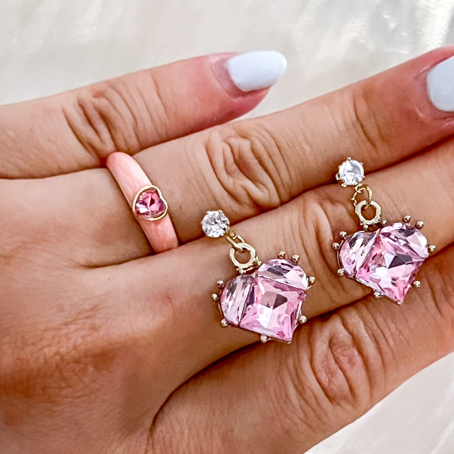 Look Rosé Corazones（Anillo&Pendiente）