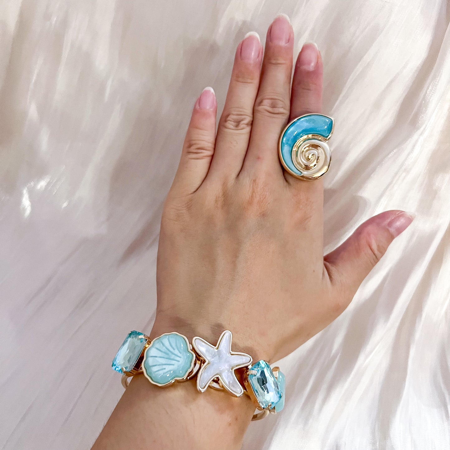 Look Carolina （marina 3 colores）Brazalete& Anillo