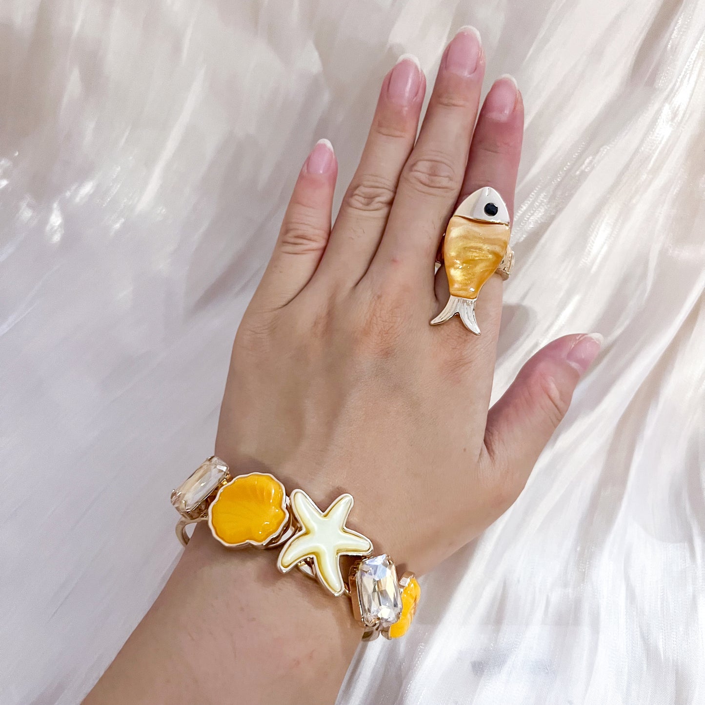 Look Carolina （marina 3 colores）Brazalete& Anillo