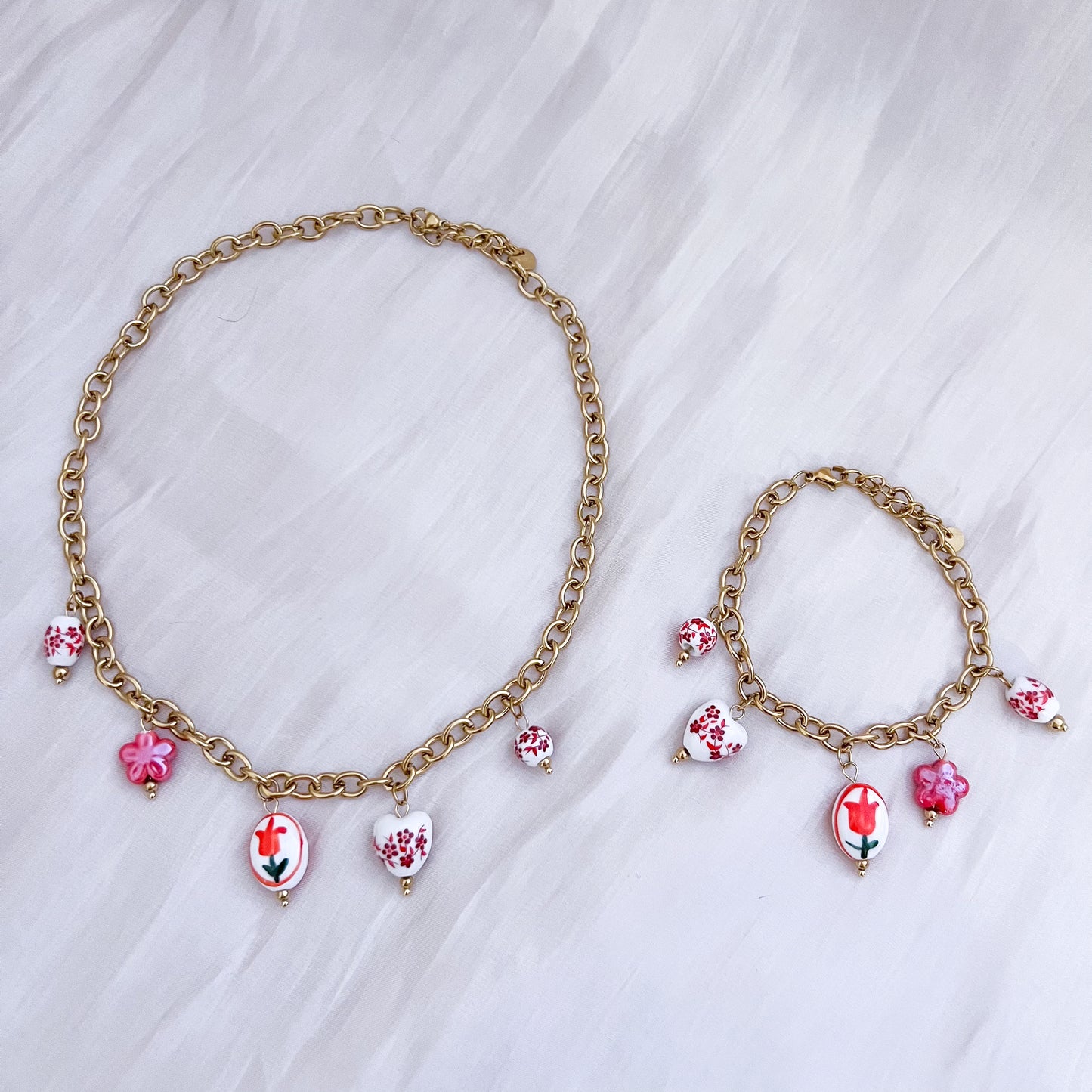 Look Florecer Tulipán (5 colores）collar & pulsera