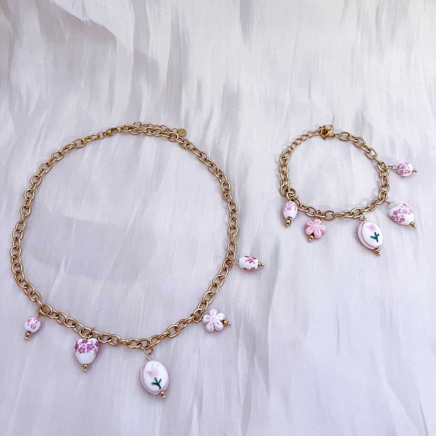 Look Florecer Tulipán (5 colores）collar & pulsera