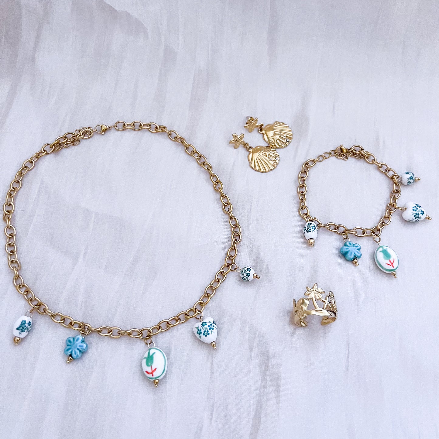 Look Florecer Tulipán (5 colores）collar & pulsera