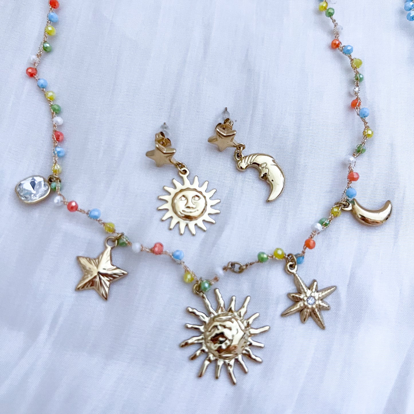 Look Eclipse （2colores） （collar & pendiente/sol & luna）