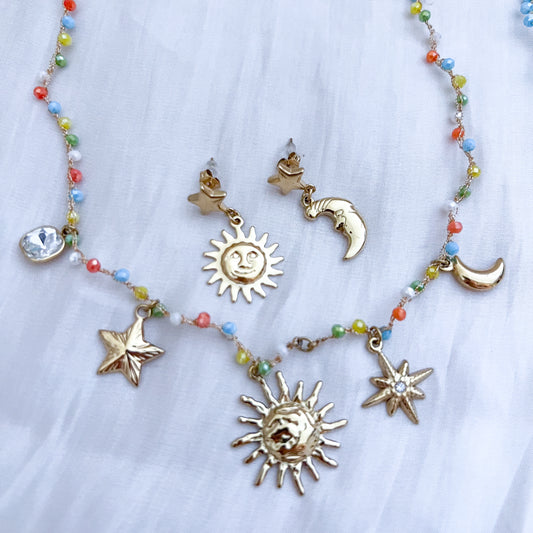 Look Eclipse （2colores） （collar & pendiente/sol & luna）