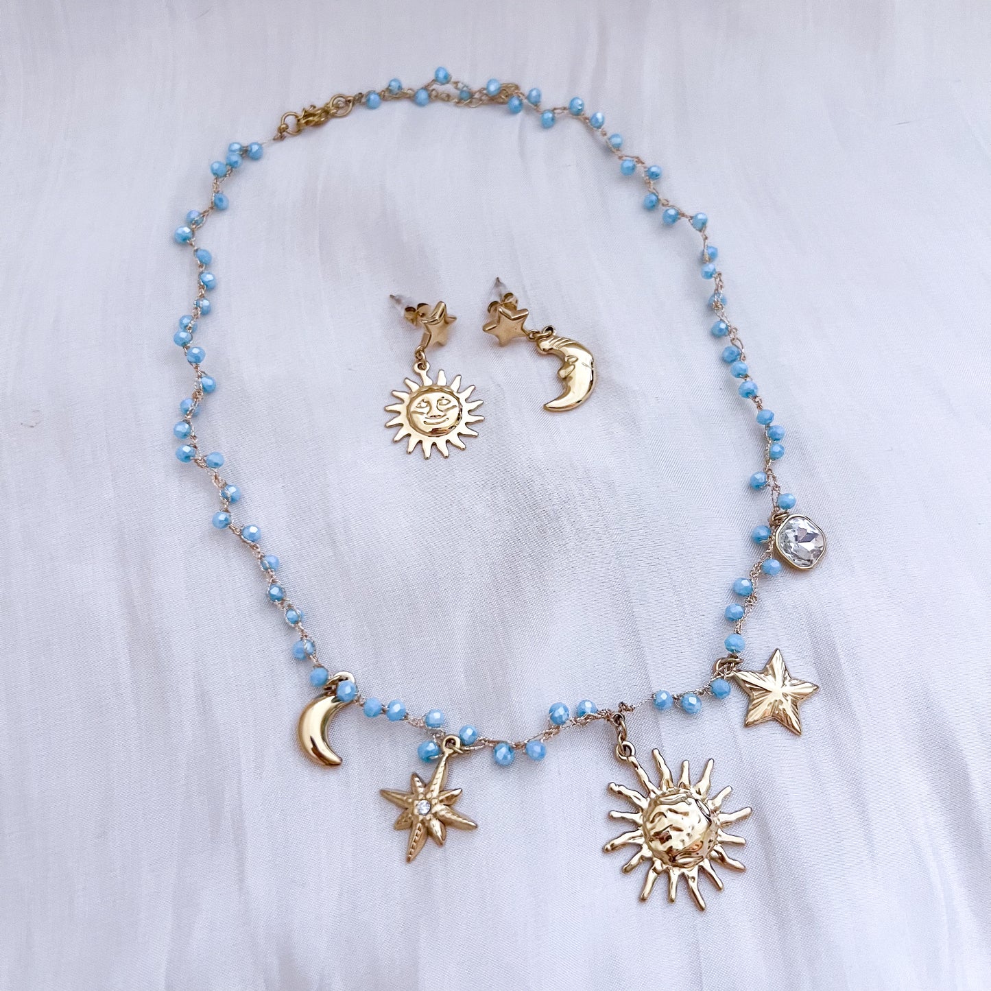 Look Eclipse （2colores） （collar & pendiente/sol & luna）
