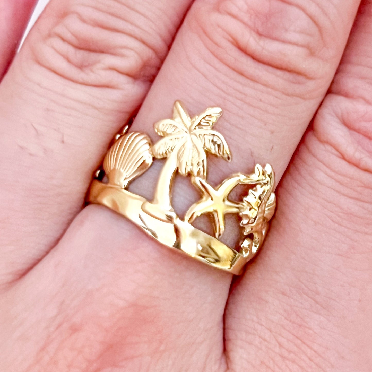 Anillo Palma Dorada（ajustable）