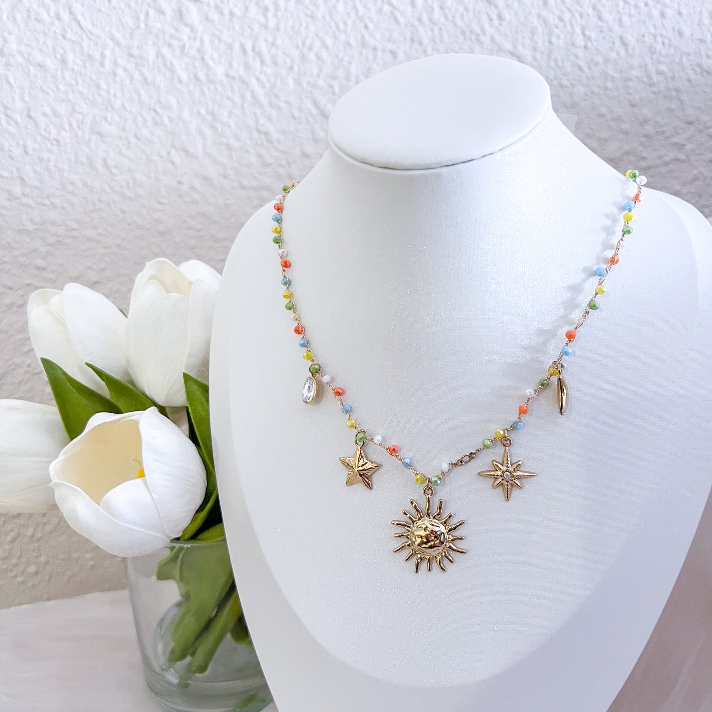 Look Eclipse （2colores） （collar & pendiente/sol & luna）