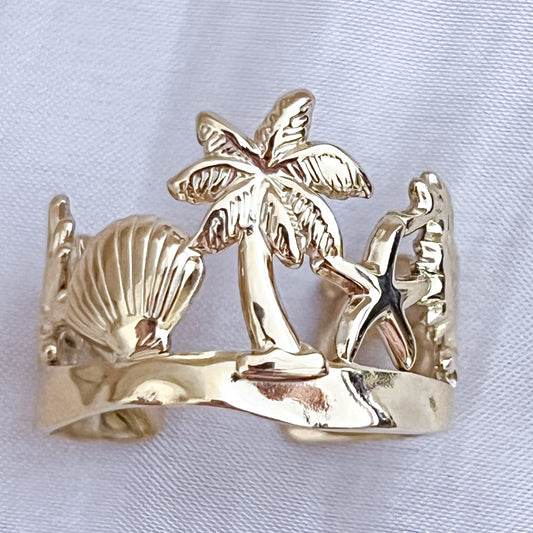 Anillo Palma Dorada（ajustable）