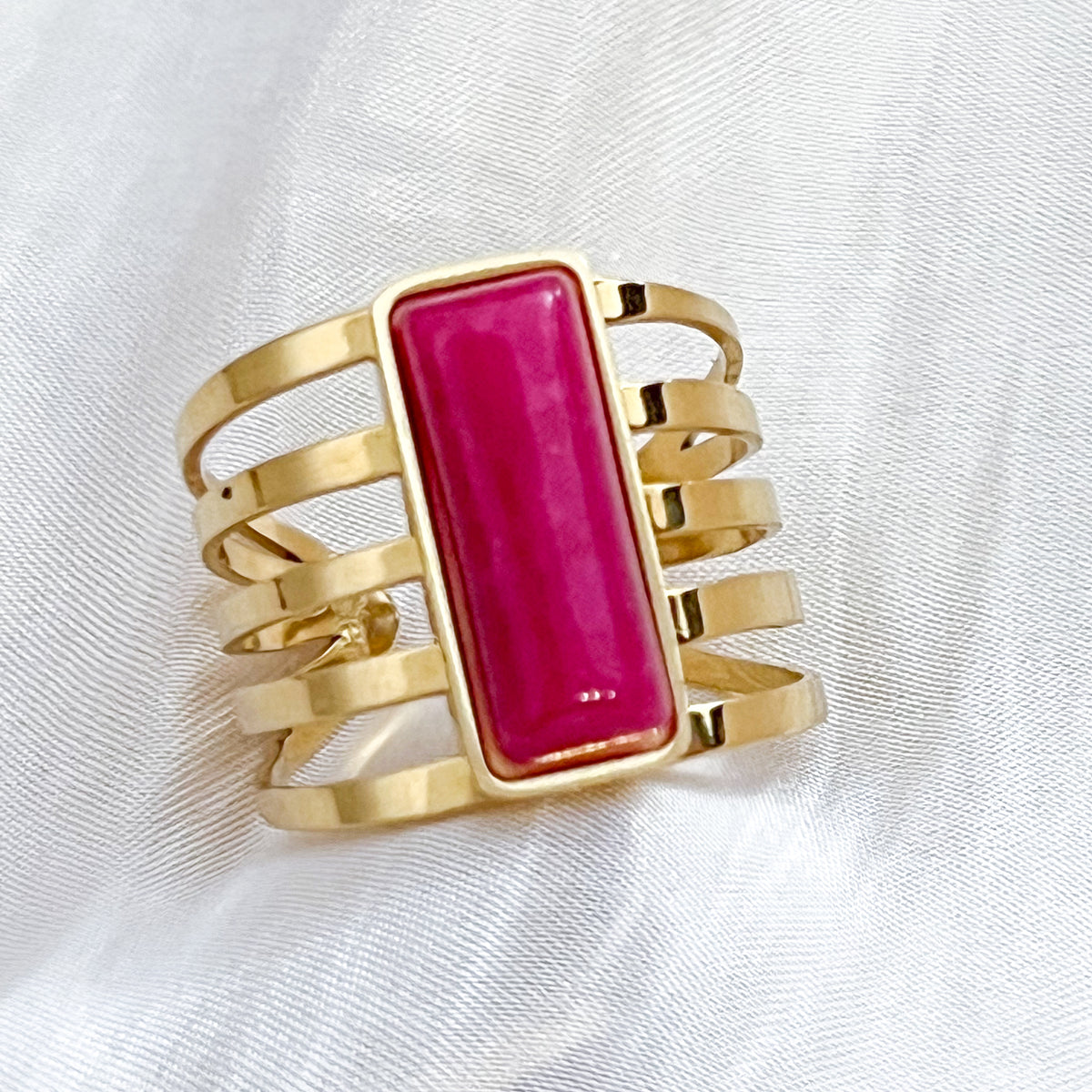 Anillo Tibet Prisma（acero piedra ajustable）6 colores