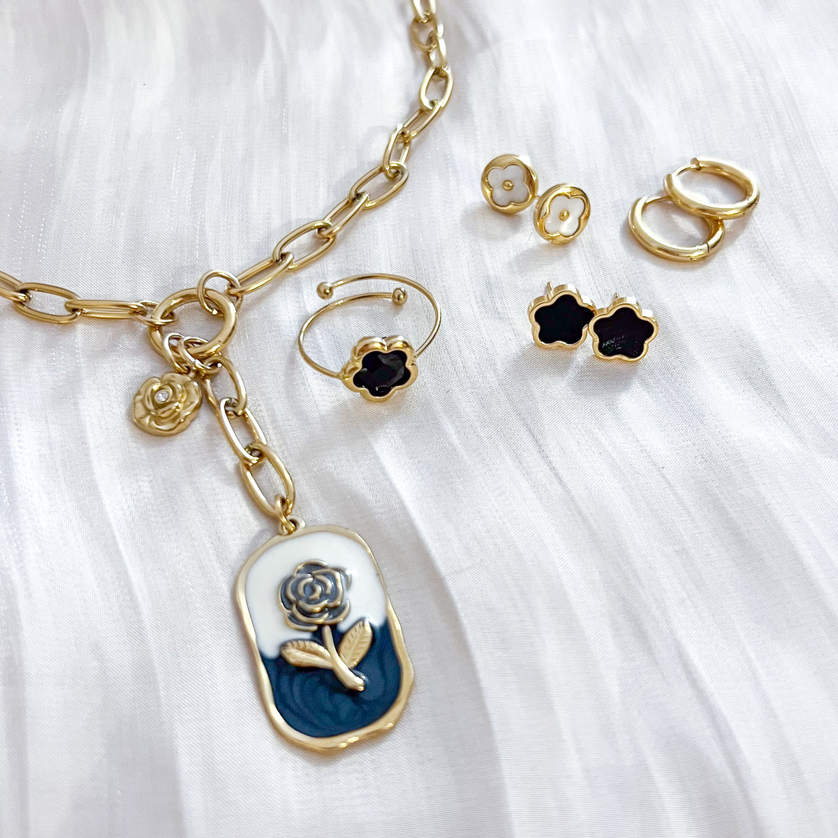 Pendientes Nara Acero（3 en 1 pack）flor