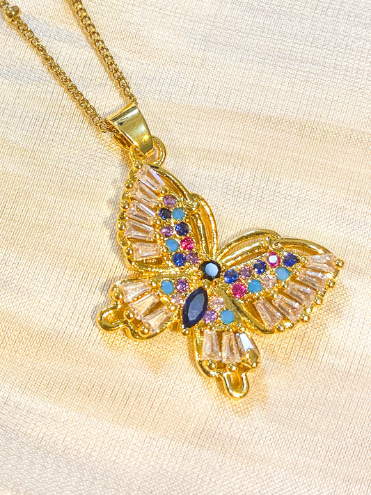 Collar Mariposa Kyoto (Brillo Multicolor) Hecho a mano