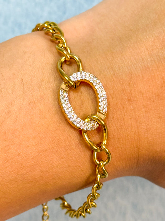 Pulsera Cadena& Oval Brillo