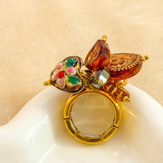 Anillo Encanto Vintage (Corazón) Cordón elástico