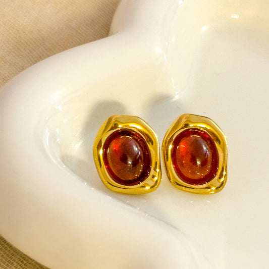 Pendientes Esfera Dorada （marrón）