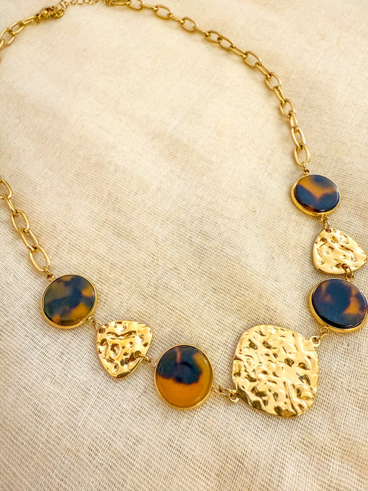 Collar Arte Dorado （Estampado de leopardo）