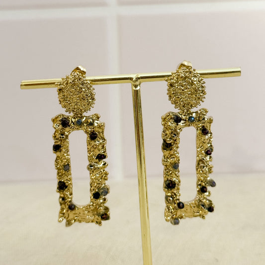 Pendientes Brillo Urbano （Rectángulo Dorado） – Acero Inoxidable