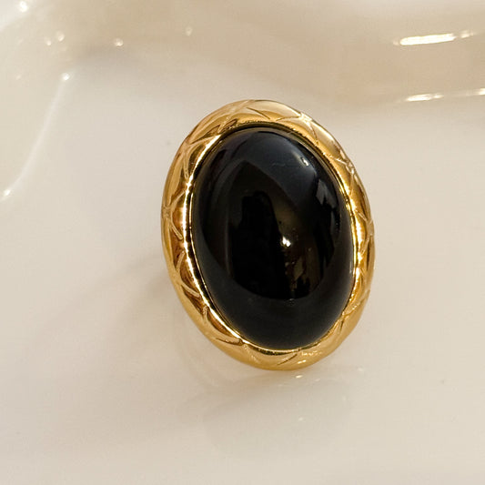 Anillo Nocturno（Óvalo Vintage）– Acero Inoxidable