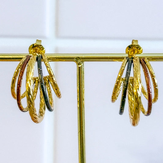 Pendientes Aires de Color（Aros Tricolor） – Acero Inoxidable