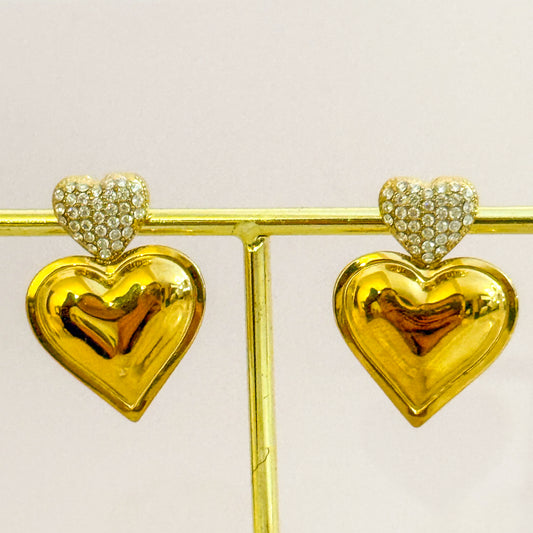 Pendientes Corazón de Luz（Corazón Dorado） – Acero Inoxidable