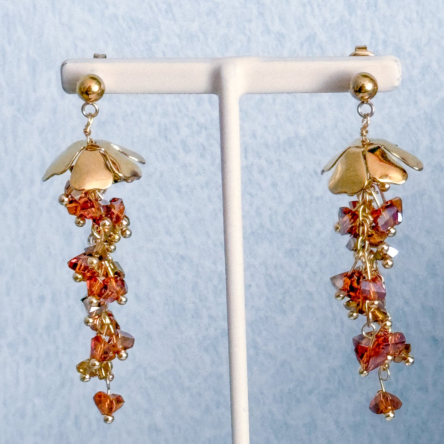 Pendientes Lluvia Dorada（Flor Larga） – Acero Inoxidable