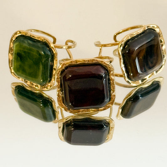 Anillo Prisma Dorado（Cuadrado de color） – Acero Inoxidable (Ajustable)