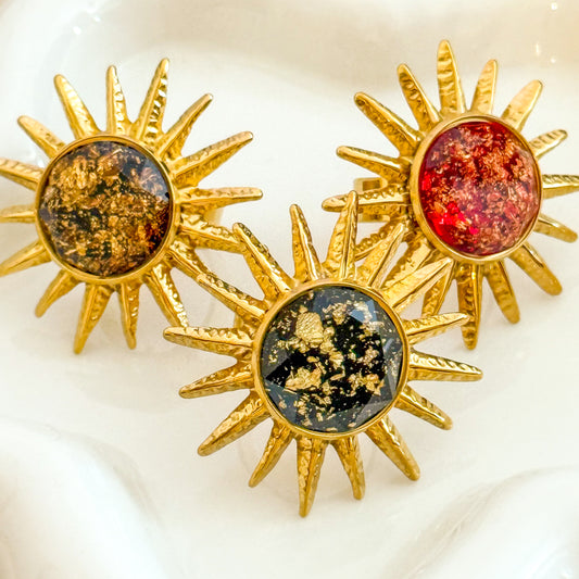 Anillo Sol de Oro（Sol） – Acero Inoxidable (Ajustable)