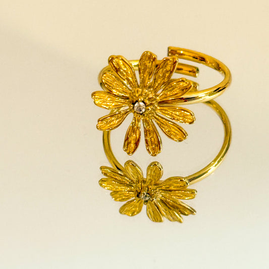 Anillo Flor de Aurora（Flores） – Acero Inoxidable (Ajustable)