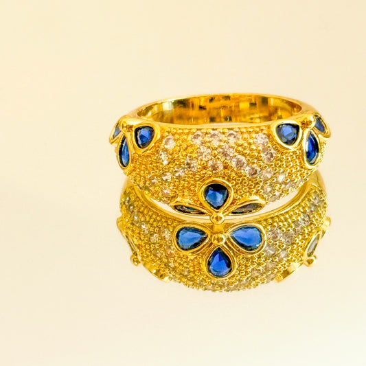Anillo Cielo Nocturno（Azul brillante） – Acero Inoxidable (Ajustable)