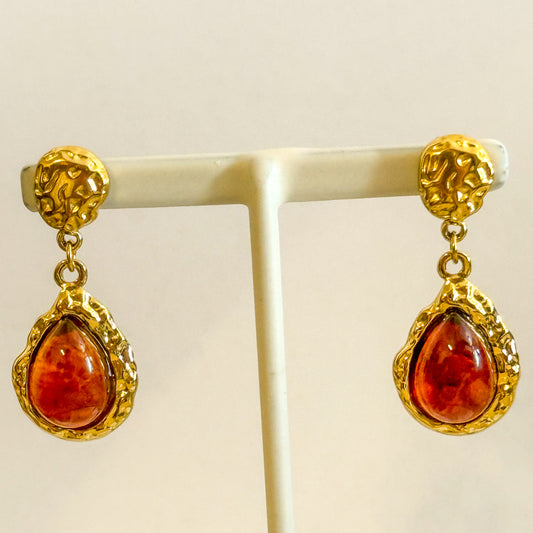Pendientes Gota de Sol（Lágrima dorada） – Acero Inoxidable