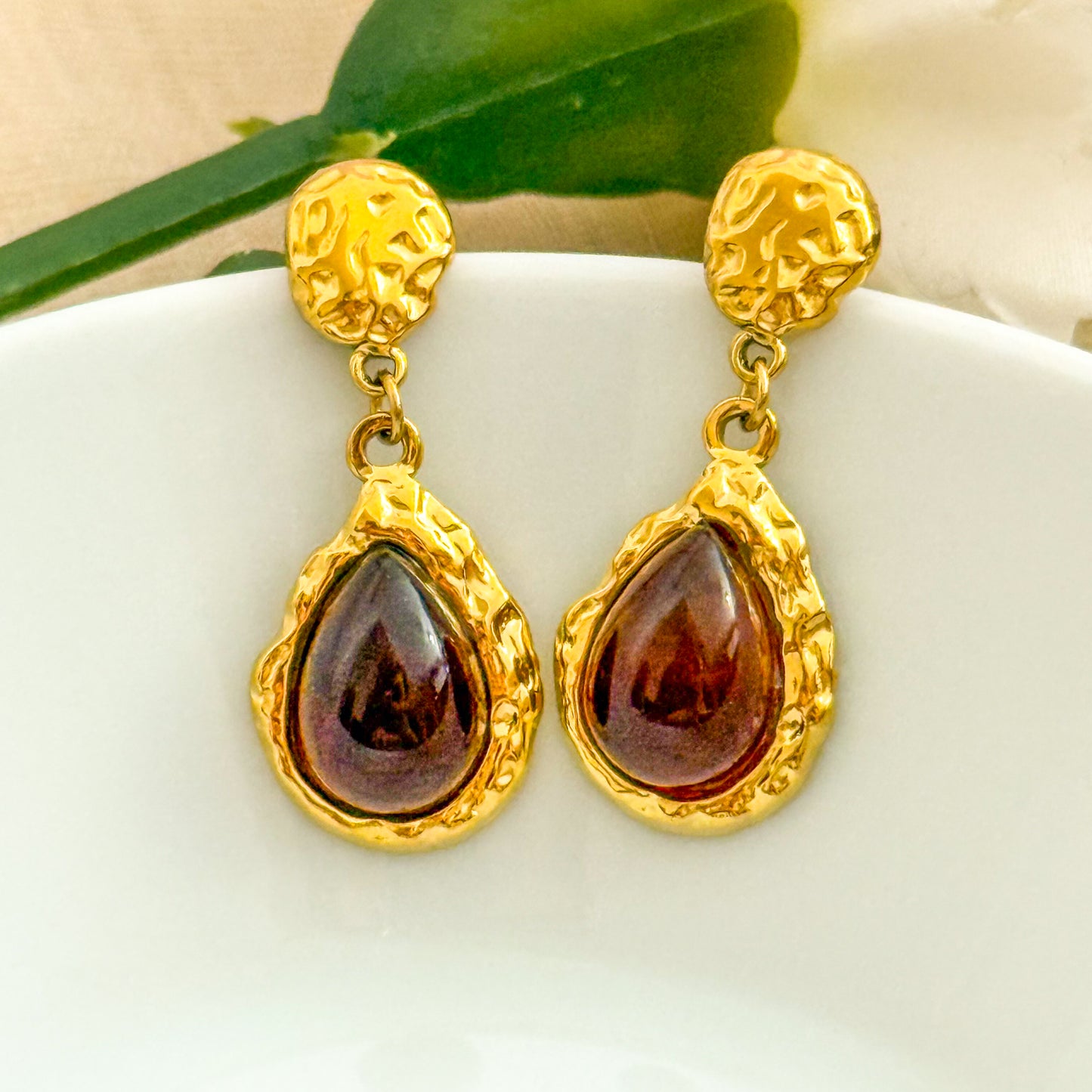 Pendientes Gota de Sol（Lágrima dorada） – Acero Inoxidable
