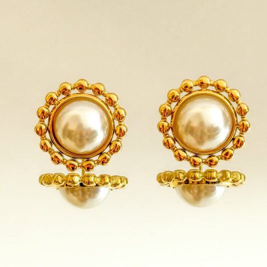 Pendientes Aura （Círculo dorado clásico） – Acero Inoxidable