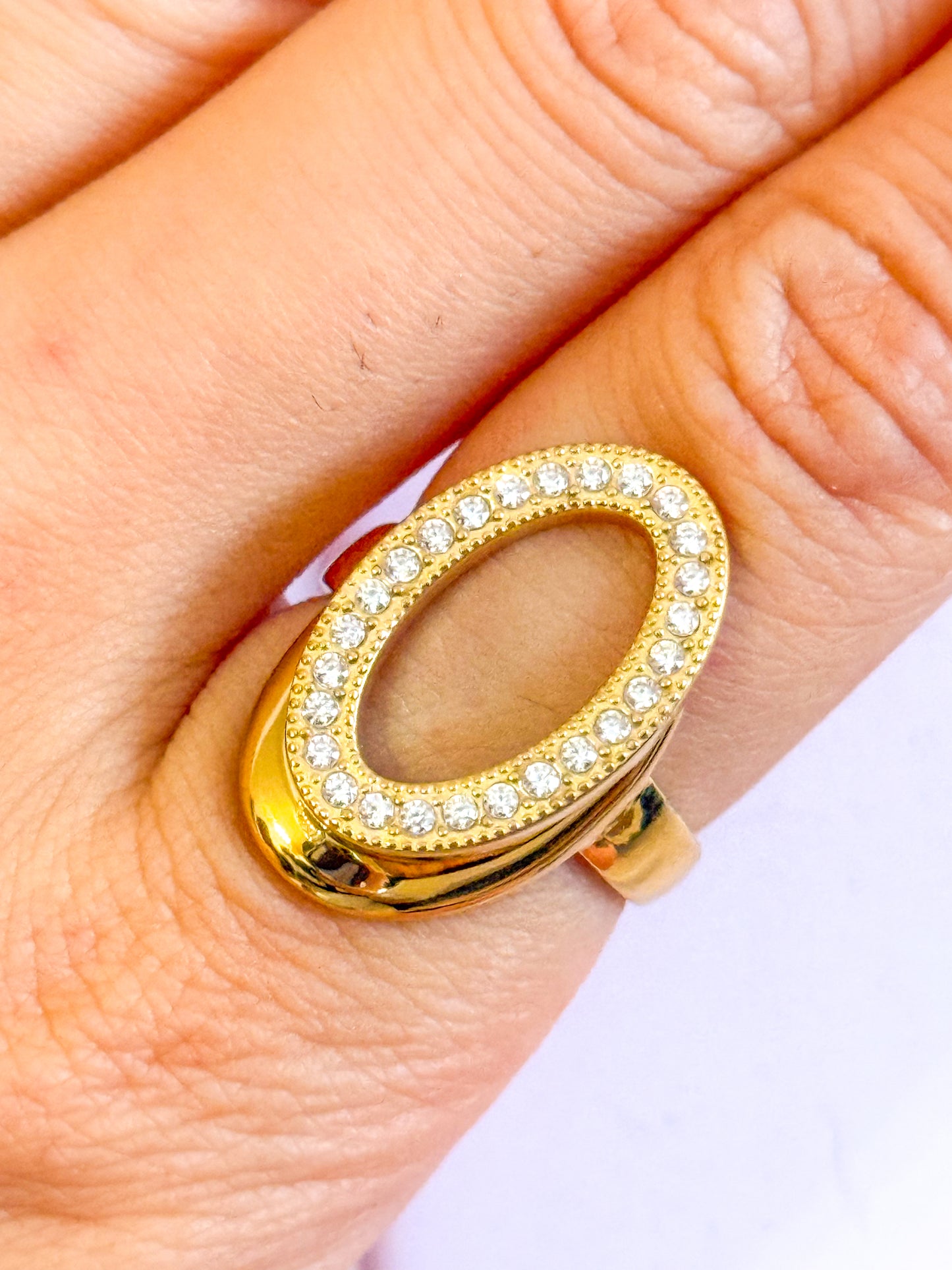 Anillo Doble Halo（Círculo entrelazado）– Acero Inoxidable (Ajustable)