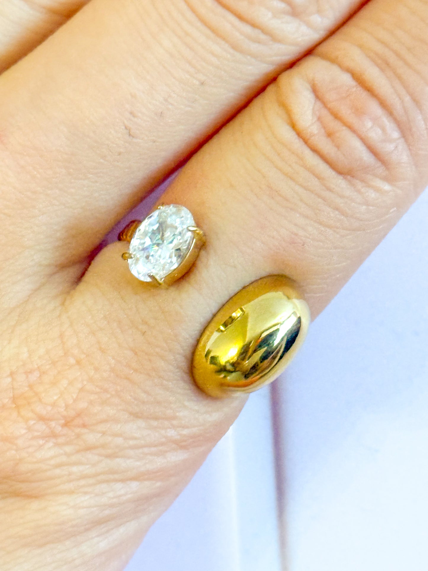 Anillo Dúo Esfera（Metálico y brillante）– Acero Inoxidable (Ajustable)