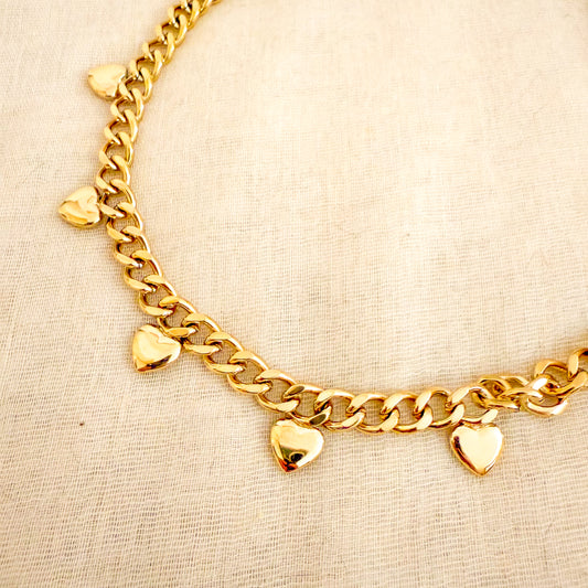 Collar Corazones Mini（Charms dorados）– Acero Inoxidable
