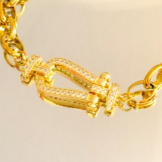 Pulsera Hebilla Real（Ecuestre y Detalle brillante）– Acero Inoxidable