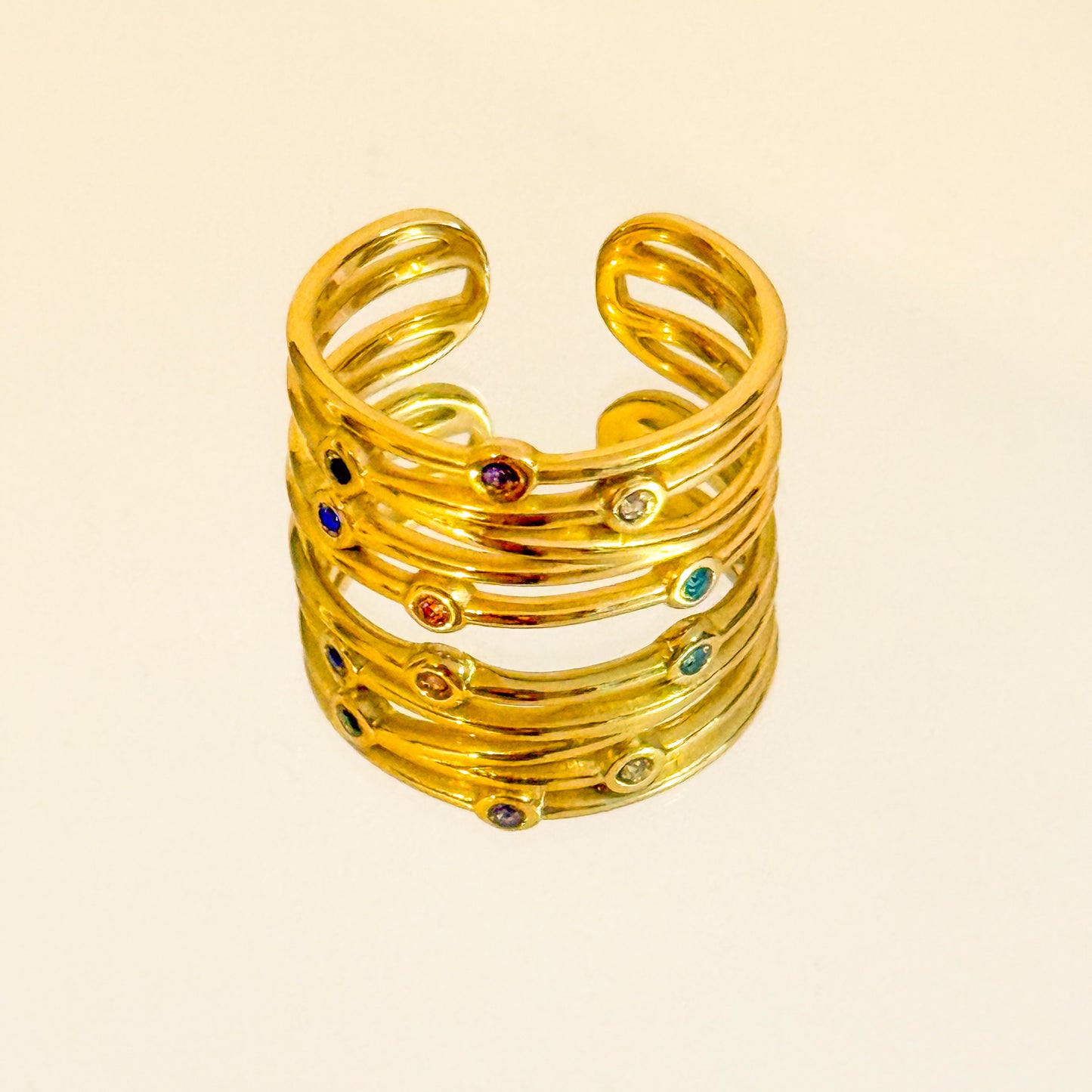 Anillo Cielo de Colores（Piedras multicolor） – Ajustable