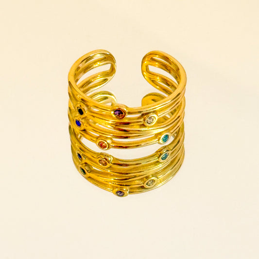 Anillo Cielo de Colores（Piedras multicolor） – Ajustable