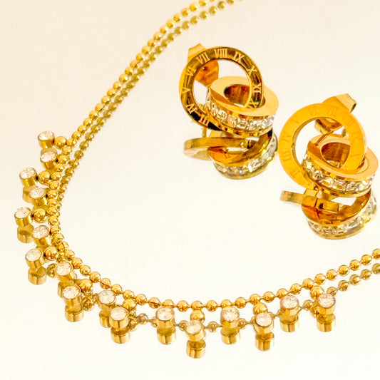 Pendientes Doble Aro（Detalle geométrico） – Acero Inoxidable