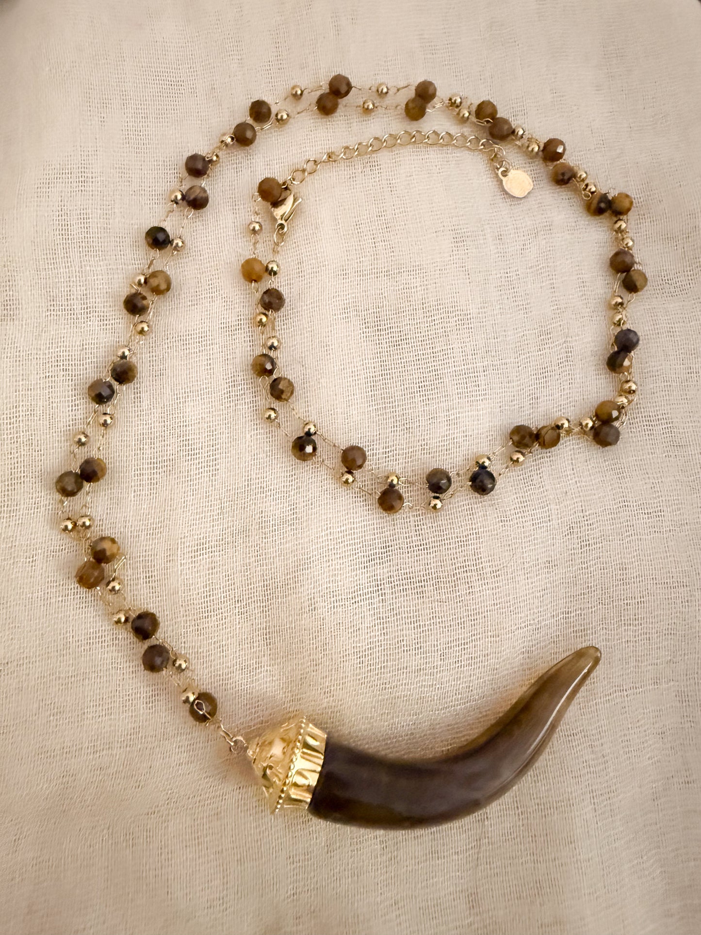 Collar Colmillo Dorado（Ojo de Tigre）