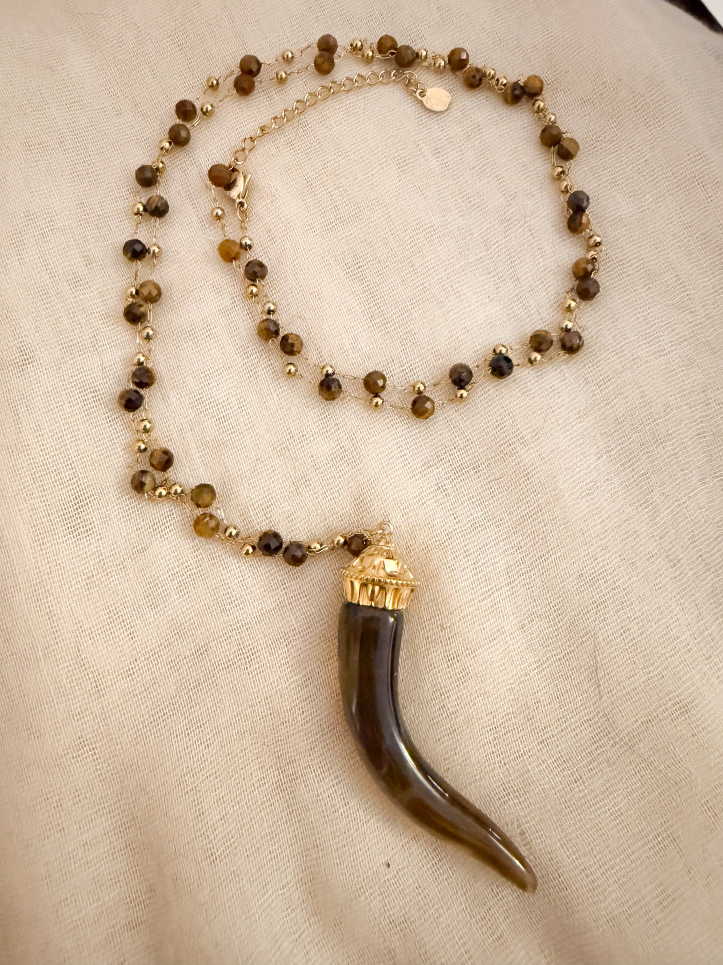 Collar Colmillo Dorado（Ojo de Tigre）